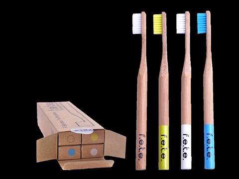 Bamboo Toothbrushes Set of 4 Medium Bristles