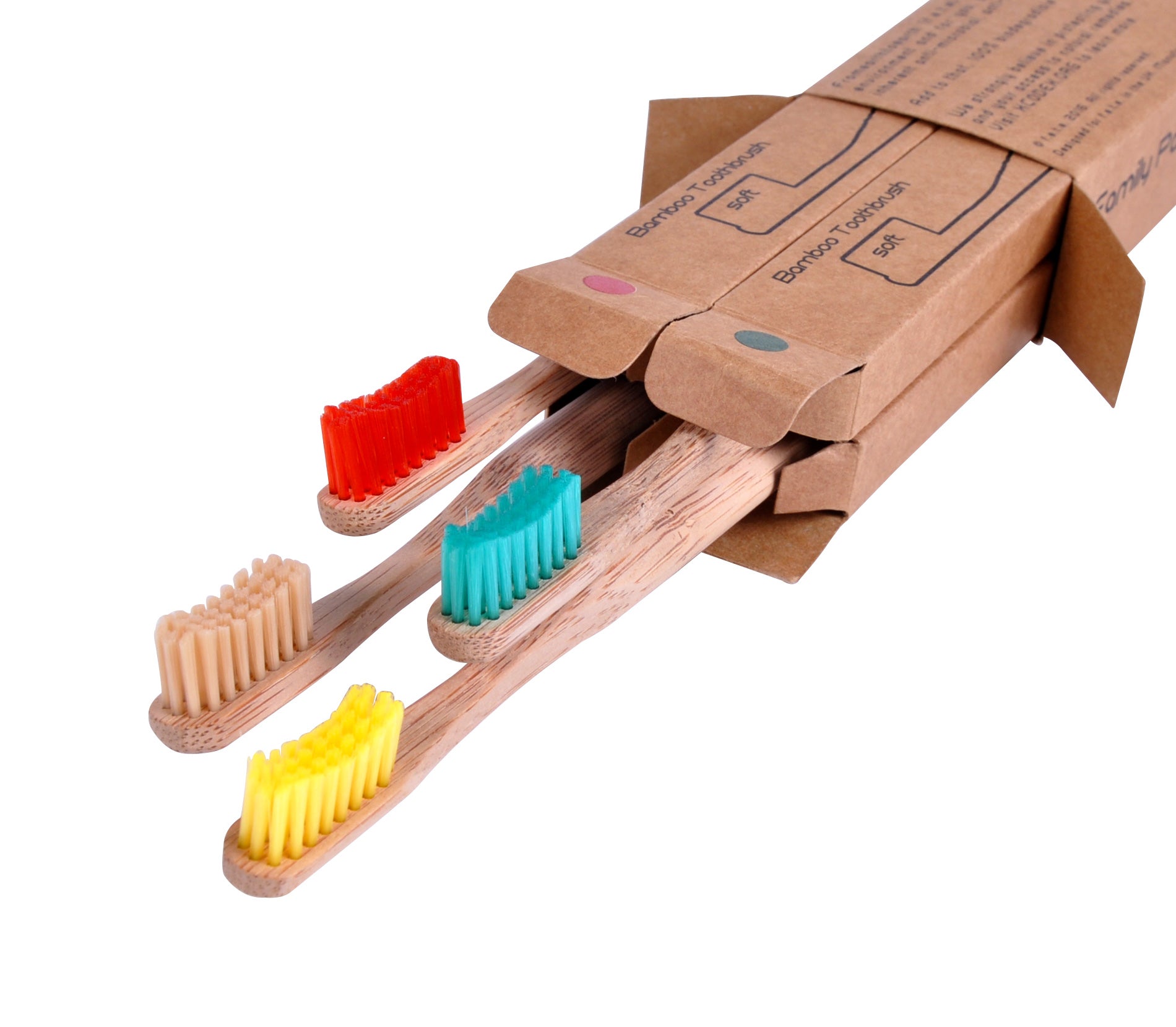 Bamboo Toothbrushes Set of 4 Soft Bristles